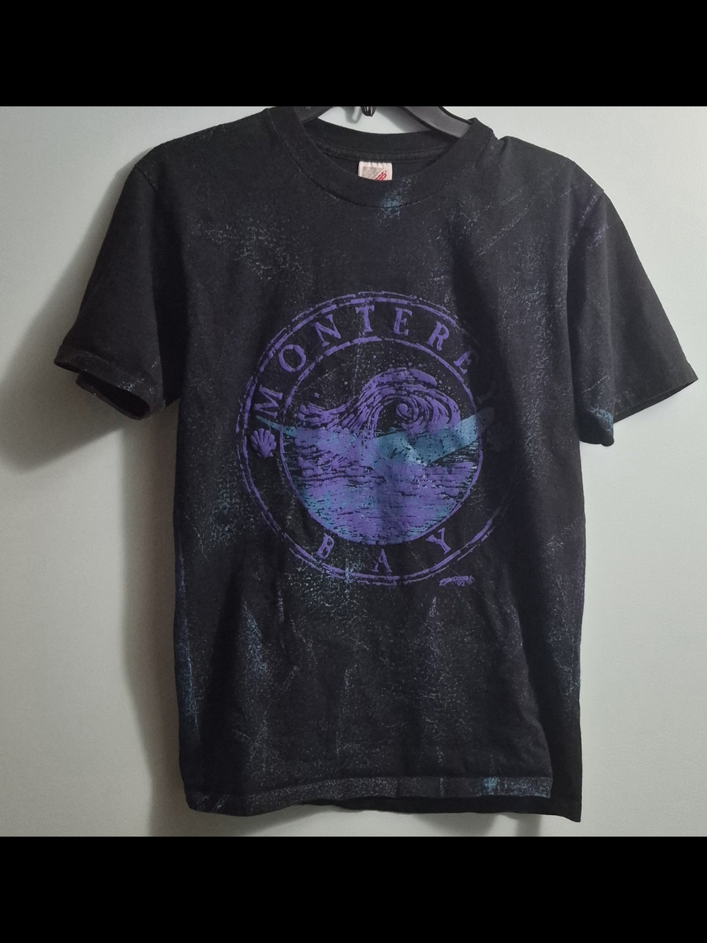 Jerzees Black T-Shirt with Purple Monterey Bay Graphic